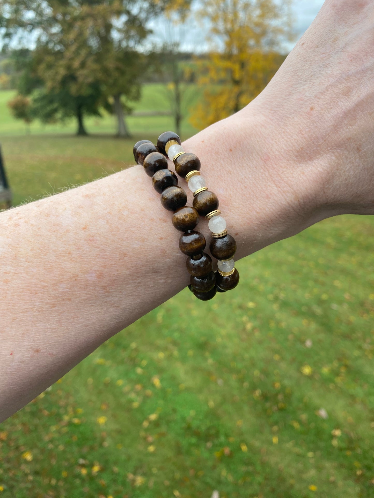 Brown Wood Beaded Bracelet