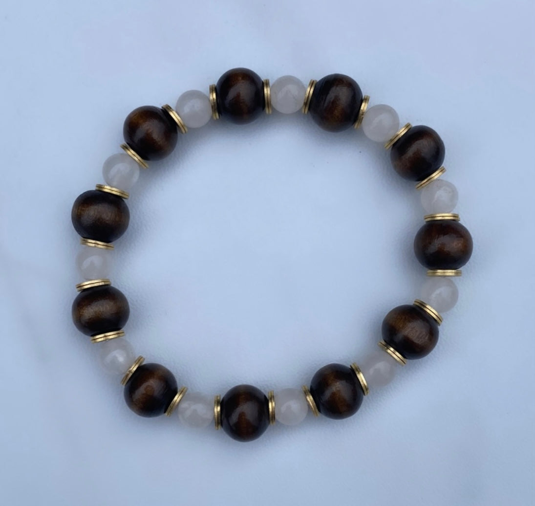 Brown & White Bead Bracelet
