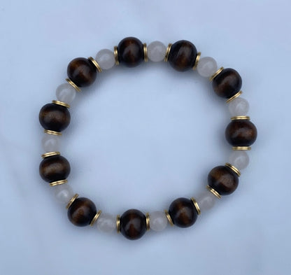 Brown & White Bead Bracelet