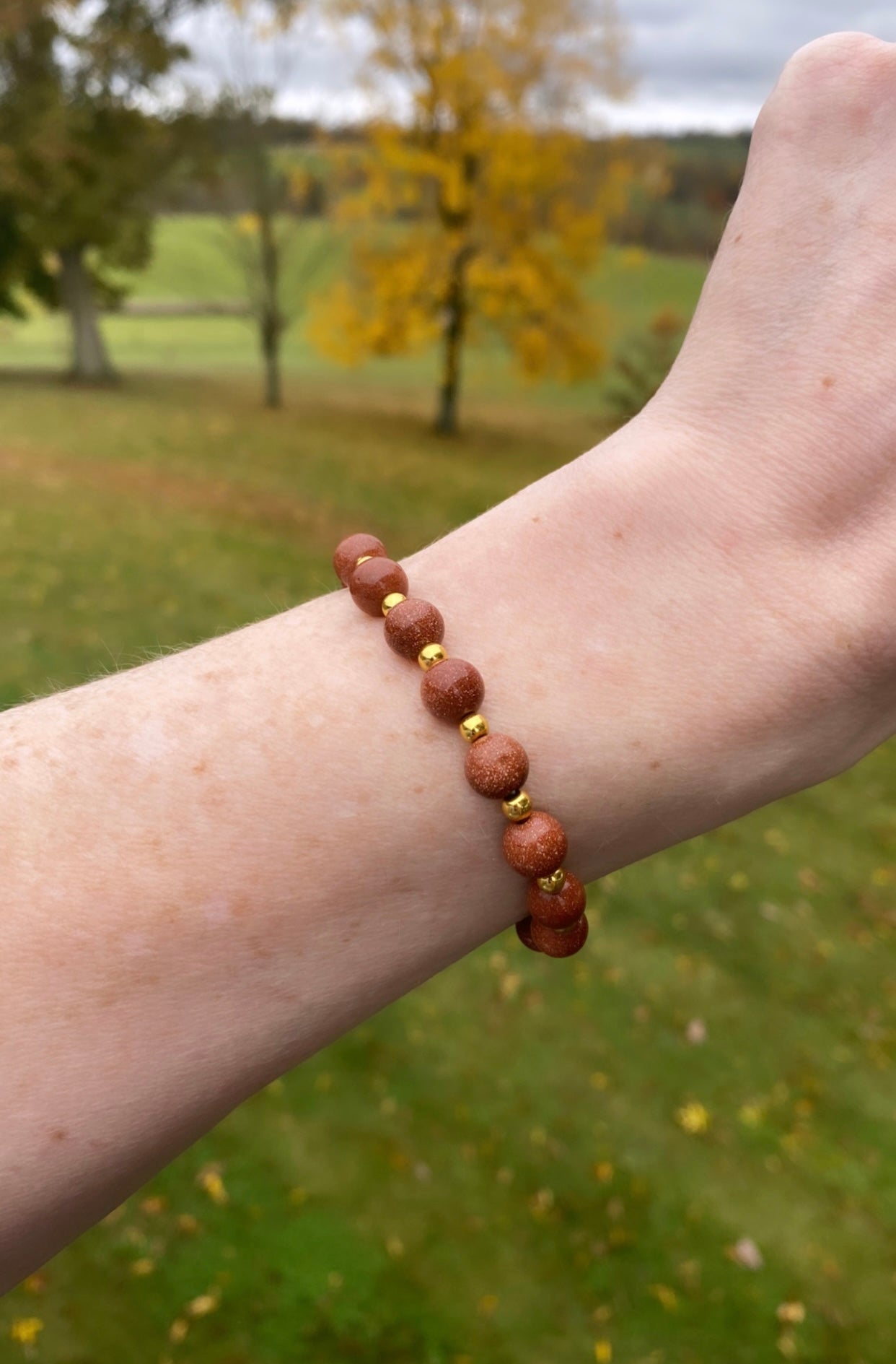 Gold Speckled Stone Bracelet