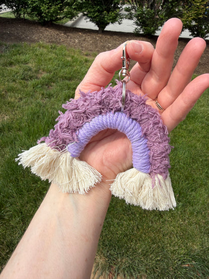 Rainbow Macrame Keychain