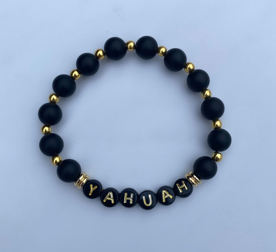 Yahuah Bracelet (Black Stone)