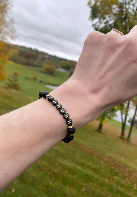 Yahuah Bracelet (Black Stone)