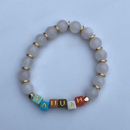 Yahuah Bracelet (White Stone)